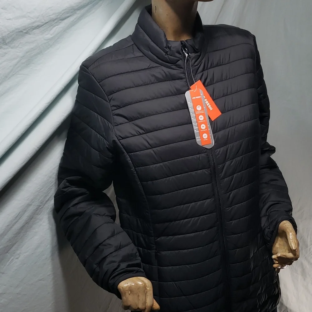 Joe Fresh Lightweight Packable Black Puffer Jacket Size Large - Picture 3 of 14